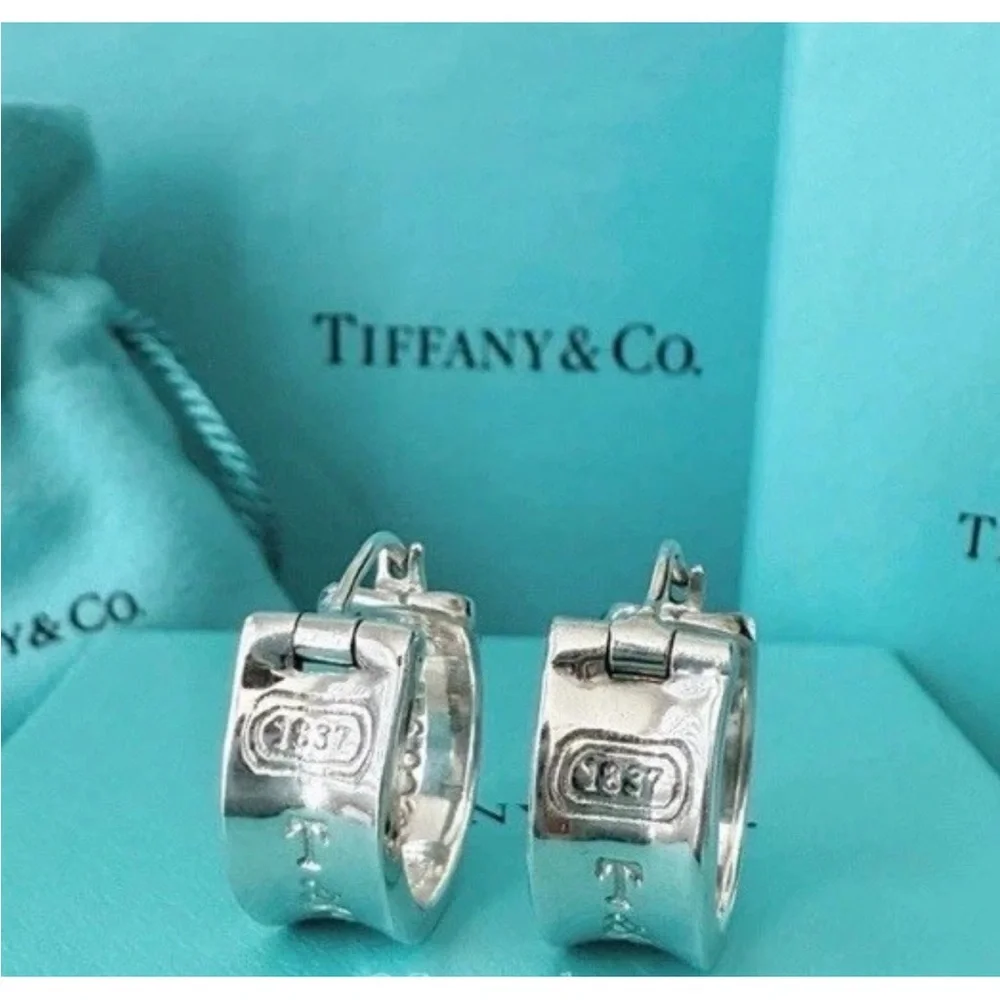Tiffany & Co. 💯% Auth 1837 Hoop Earrings 925 Sterling Silver W/Box✨EUC✨